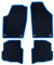 OCC DESIGN - Fußmatten, maßgefertigte Teppiche, kompatibel mit Volkswagen Polo (2001-2009), hochwertig, Velours/Polypropylen, originale Verankerung, rutschfester Rücken, Fersenkappe, blaue Zierleiste