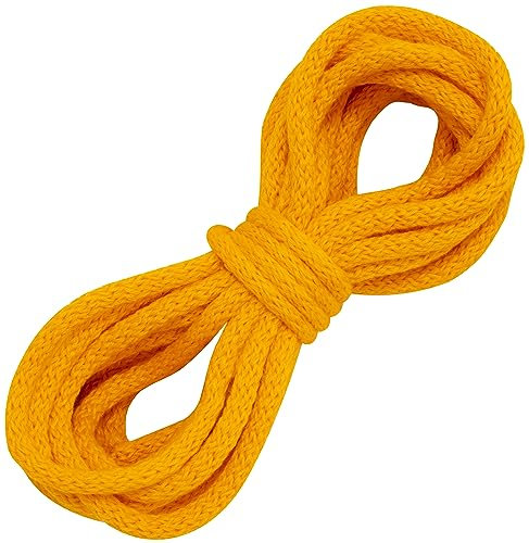 AERZETIX - C67855 - Cordón/Hilo/Cuerda de decoración Trenzado 5 m x 6mm - en algodón - Color Amarillo