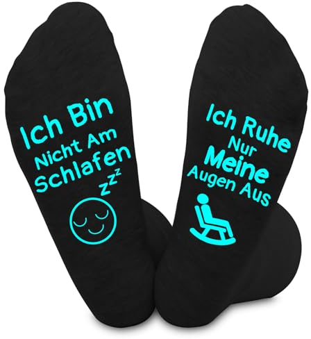 Dealswin Lustige Socken Mit Spruch Ich Bin Nicht Am Schlafen Ich Ruhe Nur Meine Augen Aus Bunte Socken Lustig Geschenke Für Väter Papa Opa Männer Herren Damen Weihnachts Valentinstag Geburtstag