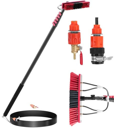 ulsonix ULX-SOCL XL Carbon Teleskop-Waschbürste mit Wasseranschluss für Solarmodule und Fenster 1800-9050 mm Karbonfaser/Glasfaser Teleskopstiel Teleskopbürste mit Waschbesen