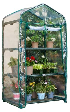 Avilia Serra Portatile 3 Piani con Copertura PVC Rimovibile 70x47x126cm - Ideale per Giardino e Balcone: Mini Serra Verticale per Piante, Facile Montaggio, Protezione Ottimale Invernale