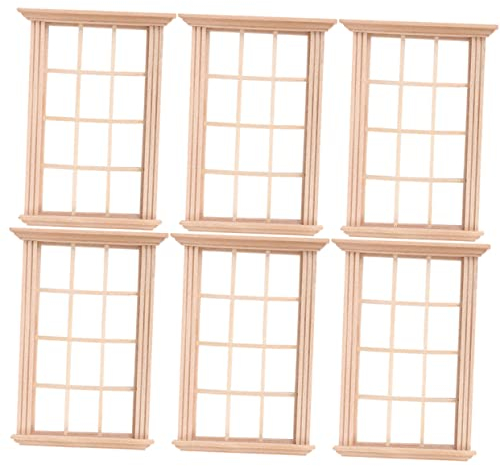 Toyvian 6St Puppenhausfenster Puppenmöbel im Maßstab 1:6 Puppenhaus Puppen Kinder bastelset basteln für Kinder Miniaturhaus winzige Möbel Miniaturmöbel und Accessoires -Hausfenster
