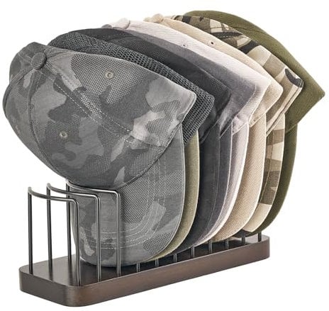 Mkono Hat Organizer for Baseball Caps, Set of 1 Hat Holder for 10 Baseball Caps, Tabletop Hat Rack Stand Hat Storage Display Baseball Cap Organizer for Desk Closet Shelf Dresser