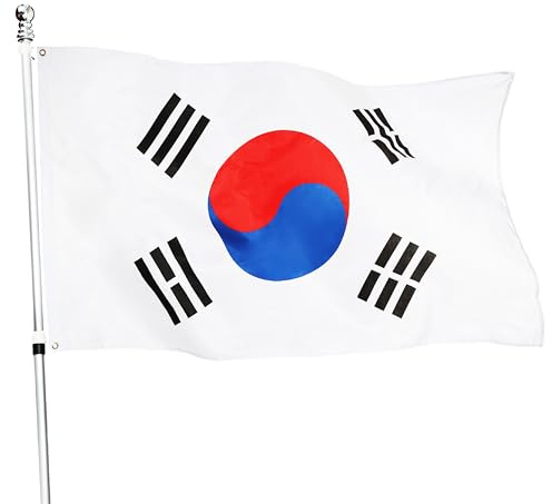 Lot de 6 grands drapeaux de la Corée du Sud 152 x 91 cm – Parfait pour les événements ou occasions sud-coréens