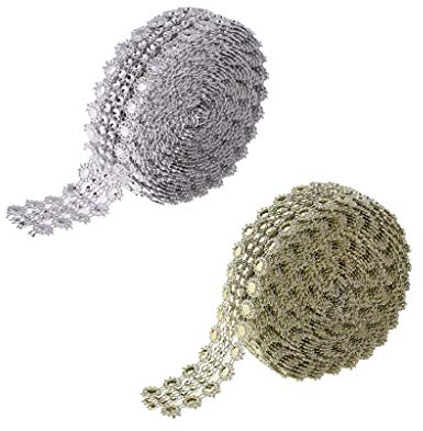 Geschenkband, Geschenkband für Weihnachten, 2 Stück Bling Diamante Flower Mesh Wrap Crystal Rhinestone Sparkle Ribbon 5 Yards pro Stück