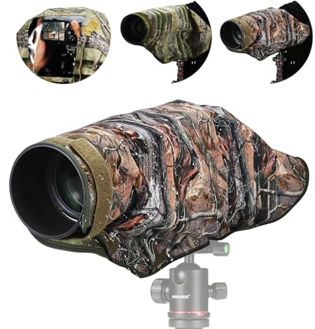 NEEWER Housse de Pluie pour Appareil Photo, XL, Grande Housse Imperméable Compatible avec Canon Sony Nikon Fujifilm DSLR et Objectifs Jusqu'à 800mm, Nylon Camouflage Vert Double Face, PB019