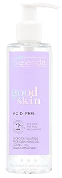 Bielenda Good Skin Acid Peel Korrigierendes und normalisierendes Mikro Peeling Gesichtswaschgel AHA + PHA Säuren, Niacinamid, 195 g