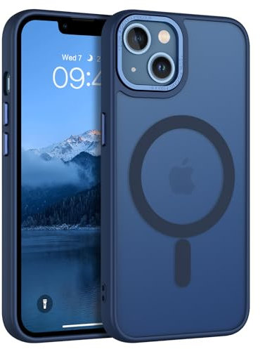 DUEDUE Coque pour iPhone 13/14 Compatible avec MagSafe Aimanté, Protection pour iPhone 13 6,1'' Matte Fine Rigide Antichoc, Coque de Téléphone pour iPhone 14/13 Magnétique, Bleu