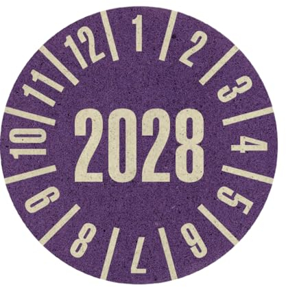 Dreifke® Prüfplakette 2028, violett, Graspapier, selbstklebend, Ø 30mm, 500 Stk.