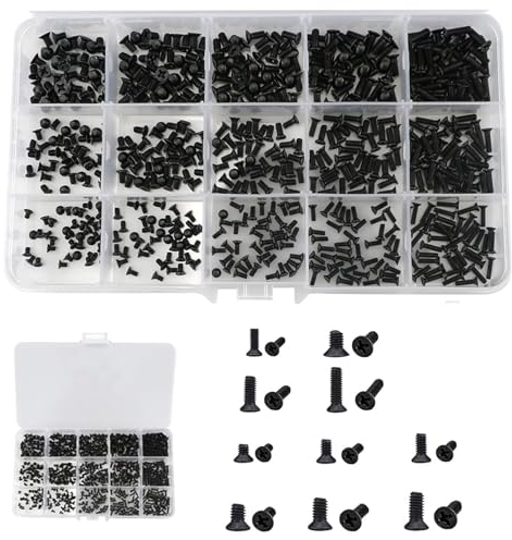Micro Riparazione,450 viti per Computer Portatili, 15 Misure, Piccole viti in Acciaio al Carbonio, viti a Testa Svasata, set di viti per PC per la Riparazione di Schede Madri Fan Hard Disk, Nero