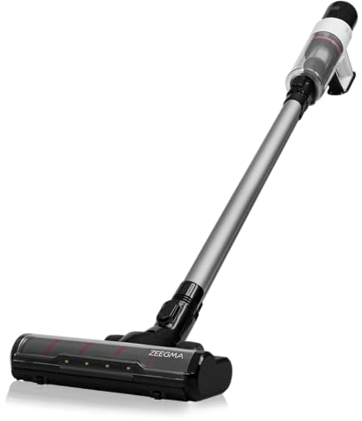 ZEEGMA ZONDER KLAAR Base Aspirateur Balai sans Fil 250W, Autonomie jusqu'à 55 Min, 3 Modes de Fonctionnement, Brosse électrique LED, Capteur de Poussière Intelligent, Nettoyage des Sols Humides