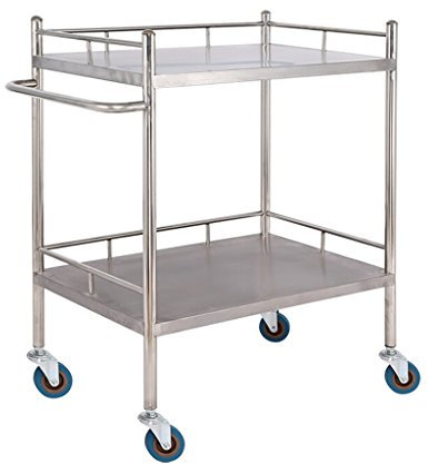 ABBNIA Medical Trolley Stainless Steel Medical Surgical Vehicle/Changing Vehicle Instrument Car/Double Layer Silent Four Rounds Removable Beauty Ca