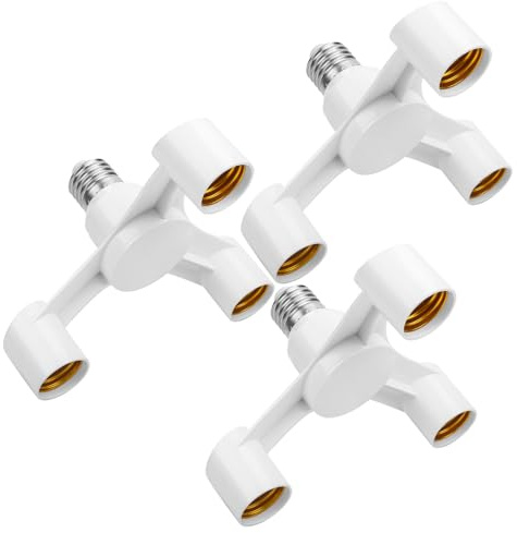 Yiahin E27 Splitter Lampenfassung, Doppellampenfassung, LED Splitter, 3 in 1 E27 Sockel Splitter Adapter, 3 Leuchtmittel in 1, E27 auf E27 Sockel Konverter, 3 Stück