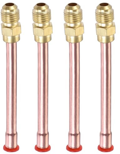 YOKIVE 4-teiliges Messing-Fitting mit Kupferrohr, Klimaanlagen-Fitting, 45-Grad-Bördel-Anschlussadapter, ideal für Klimaanlagen (1/4 Zoll Bördelgewinde)