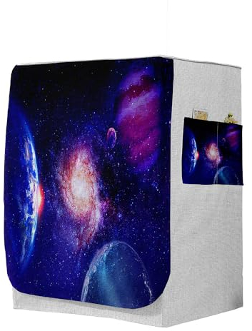 Highdi 3D Funda de Lavadora Cubierta, Secadoras de Carga Frontal Protector Exterior Cubierta a Prueba de Polvo (Capacidad S 6~7,5kg,Galaxia Espiral 6)