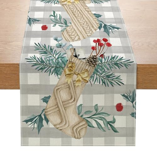 Tischläufer Weihnachten Rentier Baum Schneeflocken Weihnachtsdeko Weihnachtstischdecke Weihnachtsdeko Tisch Weihnachtstischläufer Deko Winter Tischläufer 40x140 cm (13, 40 x 140 cm)