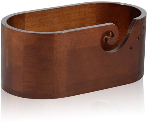 KTCINA Cuenco de hilo para lana hecho a mano, cuenco de hilo grande, palo de rosa natural, cuenco de lana, 28,5 x 15,5 x 12 cm, cuenco de punto Pro-pulido, cuenco de lana para tejer ganchillo