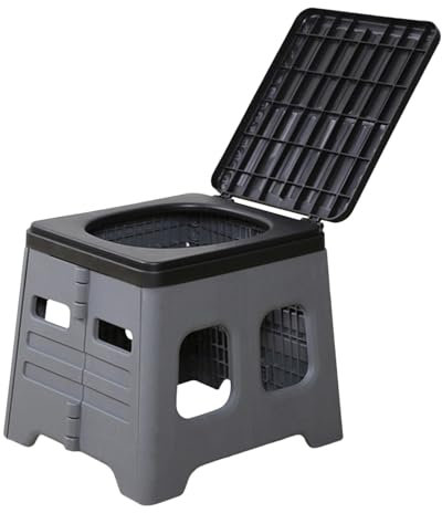 Krujecnt Portable Outdoor Toilet, Compact Folding Toilet for Travel, Lightweight Portable Loo, Camping Loo, Camping WC for Pool Party, Camping, Caravan, Picnic, Festivals