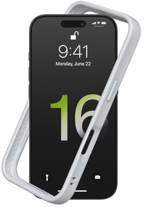 RhinoShield Bumper Case kompatibel mit [iPhone 16 Pro Max] | CrashGuard - Stoßdämpfende Schutzhülle im schlanken Design - 3.5 Meter Fallschutz - Platinum Grau