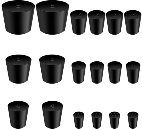 Solid Rubber Stopper,18 pcs Black Rubber Corks Plugs Odor Control Pipe Tank Bottle Push-in Sealing Plug Widely Used in Pots for Plants, Salt,Pepper Shakers,Test Tube and Flasks