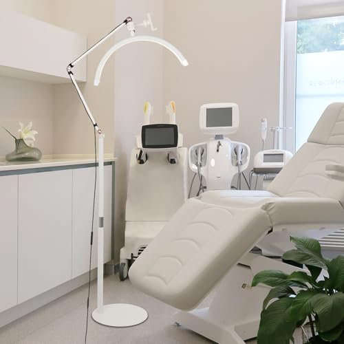 DESGNT LED Wimpern Lampe,Halbmond Lampe mit Telefonständer,Wimpernverlängerung lampe mit Kopf verstellbar um 360 °,3000K-6000K,Beauty Lichter für Tattoos