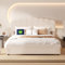 YYXLDYNB - Cama tapizada de 160 x 200 cm, cama de 2 personas con cajón de almacenamiento y puerto USB, cabecero ajustable en altura, fácil de montar, cama cajón con somier, terciopelo Teddy, beige