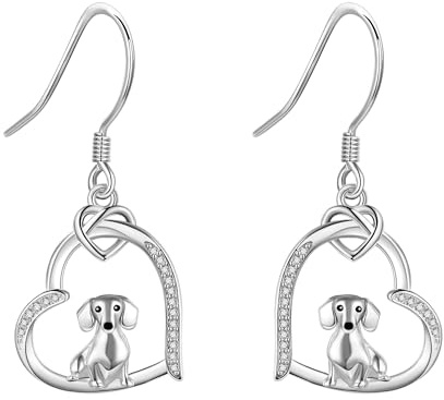 Hund Dangle Drop Ohrringe S925 Sterling Silber Deutscher/Dackel/Dalmatiner/Windhund/Pudel/Beagle Ohrringe Hund Schmuck Geschenke für Frauen