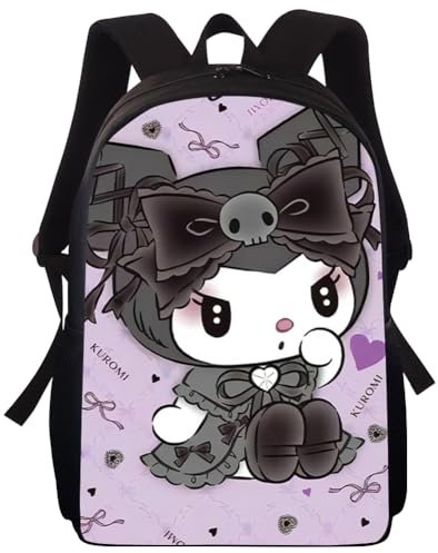 YCVBCY Kurommi Rucksäcke, Kinder Rucksack Schüler Cute Schultasche 3D Cartoon Büchertasche Cartoons Rucksack Tasche Mode Kinder Schultaschen für Kinds 40x30x13CM