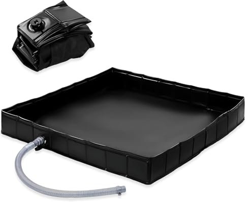 AVEKI Faltbare Duschbasis, Tragbares Duschbad im Freien mit Entwässerungsrohr, 104x104x13cm Zelt Camping Duschbasis, Geeignet für Haustierduschen und Wasserspeicherung im Freien (schwarz)
