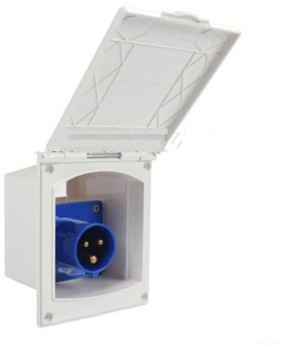 Jotekonoby RV Camper Marine Haupteinlass Steckdose Steckdose mit Abdeckung, 220V-240V 16A, wasserdichte Metall ABS Externe Steckdose für Anhänger Wohnmobil Wohnwagen