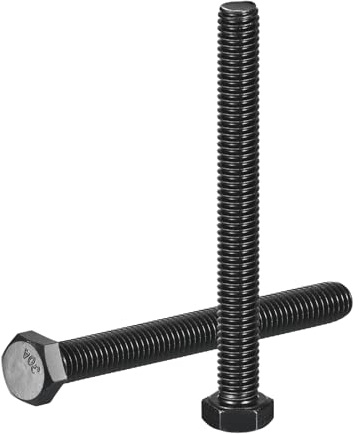QUARKZMAN 5 Stück 3/8 16 x 3 1/2 Sechskantschraube, 304 Edelstahl Vollgewinde Sechskopfschraube, Schwarzoxid Finish, Sechskantschraube für Bauwesen, Maschinenbau, Schwarz