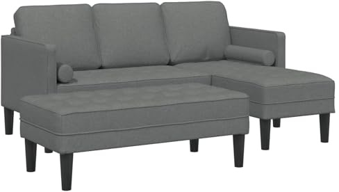 vidaXL Sofa Set 2 STK. Dunkelgrau Polyester | Perfekt für kleinere Räume und dabei bequem, Bietet Platz für bis zu 3 Personen, Schlank und zeitgemäß mit glatter Textur