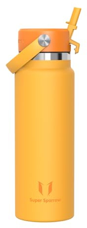Sparrow Borraccia Termica 500ml/750ml/1L - Borracce Bambini con Cannuccia | Bottiglia Senza BPA & Perdite, Lavastoviglie, Caldo & Freddo, Scuola,Sport,Viaggio - SwivelSip Borraccia Tappo Flex Cannuccia