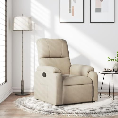 Owoxanthellate Relaxsessel Creme Microfaser mit manueller Liegefunktion 75x89,5 bis 149 cm Tiefe für Wohnzimmer Büro und TV Ecke