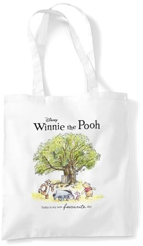 Disney Winnie The Pooh Favourite Day Poster Sac Cabas Réutilisable pour Courses et Voyage, Blanc