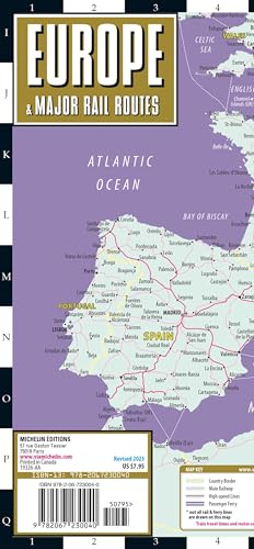 Streetwise Europe & Major Rail Routes Laminated Map: City Plans
