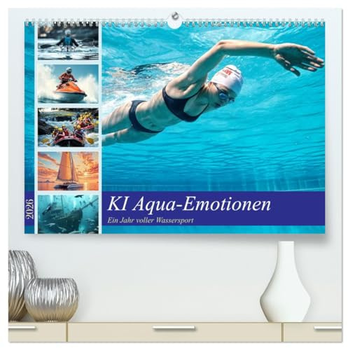 KI Aqua-Emotionen - Ein Jahr voller Wassersport (hochwertiger Premium Wandkalender 2026 DIN A2 quer), Kunstdruck in Hochglanz: Atemberaubende ... Wassersportarten (CALVENDO Sport)