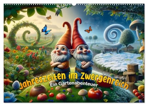 Jahreszeiten im Zwergenreich: Ein Gartenabenteuer (Wandkalender 2026 DIN A2 quer), CALVENDO Monatskalender: Zwergen-Glück das ganze Jahr! (CALVENDO Hobbys)