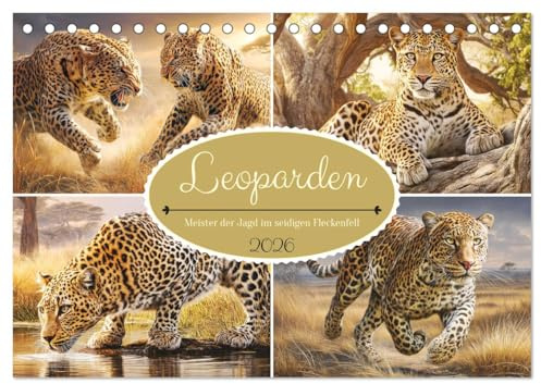 Leoparden. Meister der Jagd im seidigen Fleckenfell (Tischkalender 2026 DIN A5 quer), CALVENDO Monatskalender: Die anmutige Kraft und stille Wildheit ... in beeindruckenden Bildern (CALVENDO Tiere)
