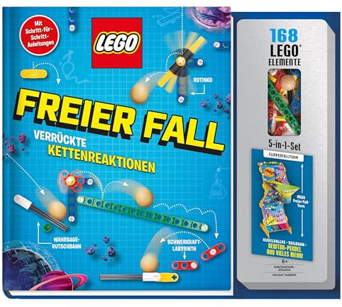 LEGO® Freier Fall: Verrückte Kettenreaktionen: Buch mit Bauanleitungen (64 Seiten) + 168 LEGO® Elemente + & Holzkugel + 6 kartonierte Bögen mit ... + 3 Papierbögen mit vorgestanzen Teilen