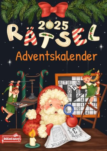 Rätsel Adventskalender 2025: 24 Tage voller Rätselspaß für Erwachsene und Senioren mit 72 Rätseln in großer Schrift - Inkl. Sudoku, Kreuzwort- & Wortsuchrätseln
