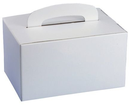 5 x 20 St Lunch-Boxen, Pappe eckig 12,5 cm x 15,5 cm x 22,5 cm Weiss mit Tragegriff