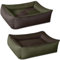 BedDog 2in1 Hundebett MAX Quattro, großes Hundekörbchen aus Cordura, waschbares Hundebett mit Rand, Hundesofa für drinnen, draußen, XL, Mystic, grün-braun