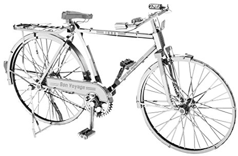Fascinations ICX020 - Metal Earth ICONX 502903 - Bon Voyage Bicycle, lasergeschnittener 3D-Konstruktionsbausatz, 2 Metallplatinen, ab 14 Jahren
