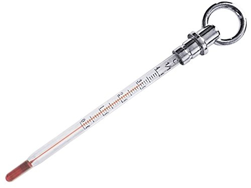 Weinthermometer aus Glas – Präzise Temperaturmessung von 0 °C bis +40 °C, mit Aufhängeöse, Länge 15 cm, Ø 6 mm | ERK