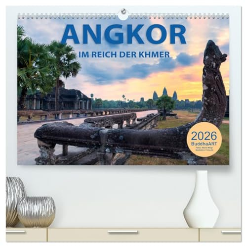 ANGKOR - IM REICH DER KHMER (hochwertiger Premium Wandkalender 2026 DIN A2 quer), Kunstdruck in Hochglanz: Die Tempel der Götter im schönsten Licht (CALVENDO Orte)