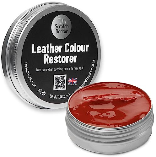 Scratch Doctor Leather Colour Restorer Recolouring Balm Repair Treatment for Faded & Worn Absorbent Leather Furniture, Sofas, Chairs (Red, 50ml)