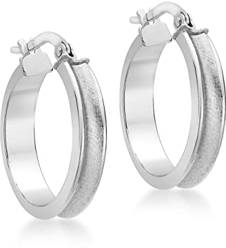 CARISSIMA Damen-Creolen polnischer Satin gekurvt 9 Karat 375 Weißgold 5.53.3909