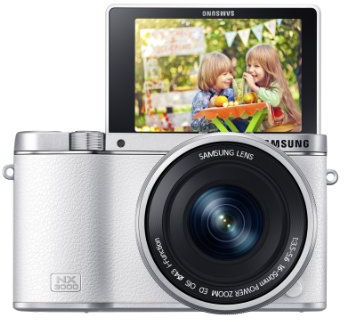 Samsung NX3000 Smart Systemkamera (20,3 Megapixel, 7,5 cm (3 Zoll) Display, Full HD Video, WiFi, NFC, Adobe Photoshop Lightroom 5, inkl. 16-50 mm OIS i-Function Power-Zoom-Objektiv) weiß
