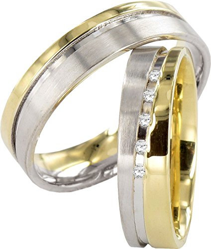 2 Hearts Collection JC TRAURINGE 375er EHERINGE 9 KARAT GELB- & WEIßGOLD J128